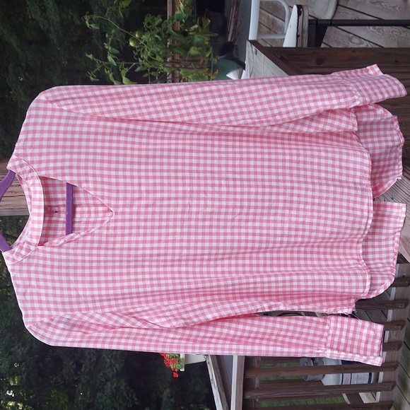 Maurices Checker Keyhole Front Button Down Back Long Sleeve Blouse Top Sz M - Picture 1 of 9